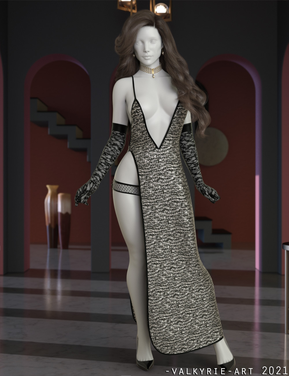 InStyle – dForce Catalina Long Slit Dress for Genesis 8 Females
