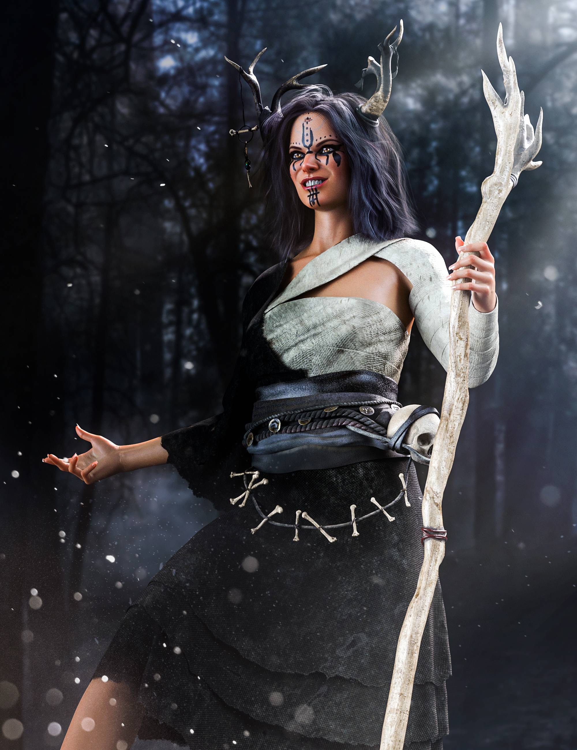 DForce DarkForest Evil Witch Outfit For Genesis 8 And 8.1 Females [Repost]