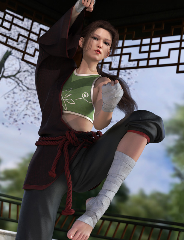 DForce KungFu Fury Outfit For Genesis 8 And 8.1 Females [Repost]