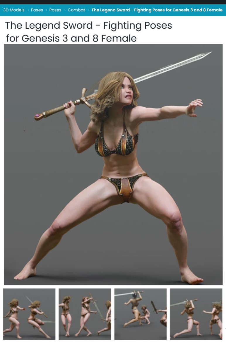 The Legend Sword - Fighting Poses for Genesis 3 and 8 Female